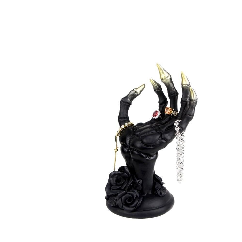 Escultura Halloween Panic Hand Creepy Black com resina dourada de 20 cm