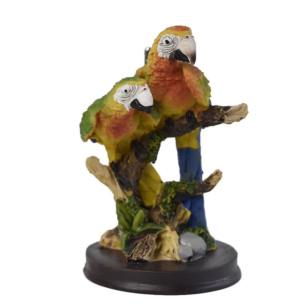 Escultura: estátua colorida, resina de papagaio, pássaro tropical, 9,8 cm