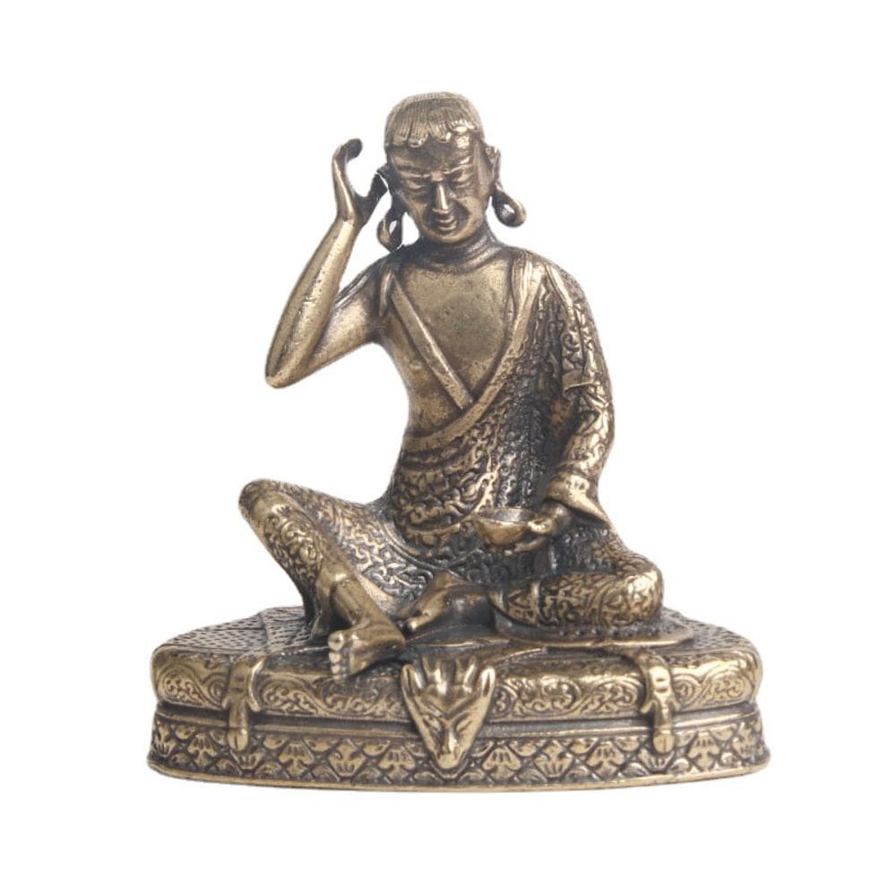 Estatueta de estátua de Buda, antiga, latão, Milariba, 5,3 cm, sentada