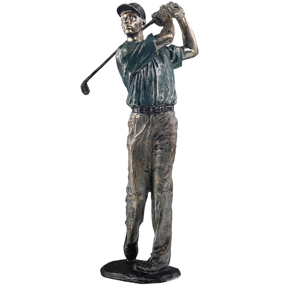 Escultura: estatueta de jogador de golfe, resina, 38 cm, Golf Club Action