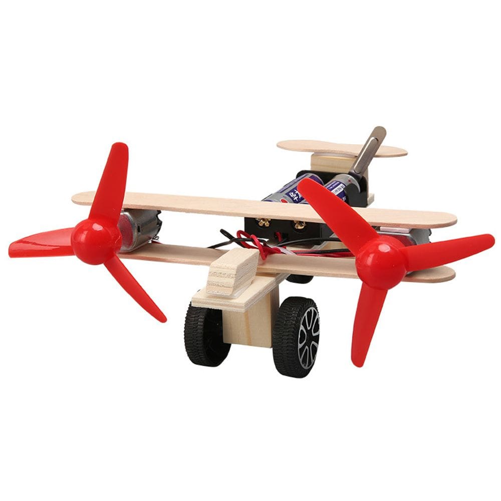 Experimentos científicos STEM: avião bimotor de madeira para crianças