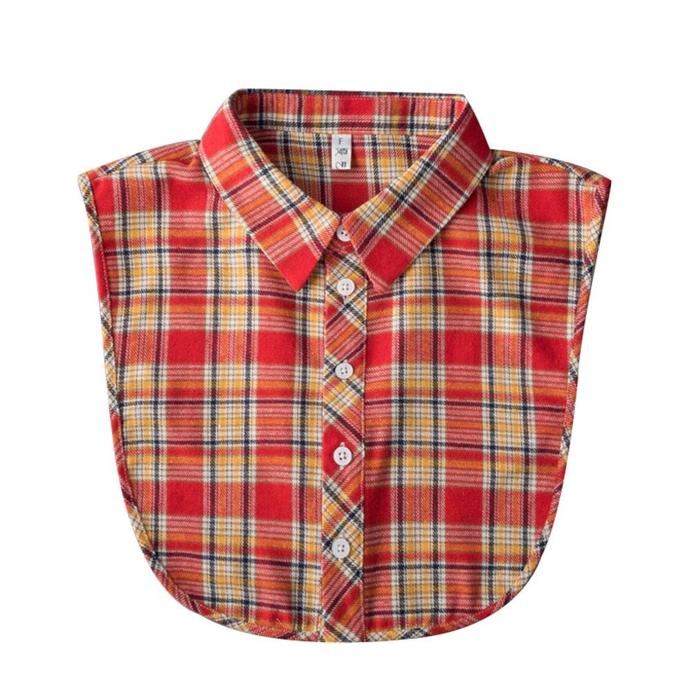 Colarinho falso, coleiras removíveis, vermelho, amarelo, xadrez para mulheres