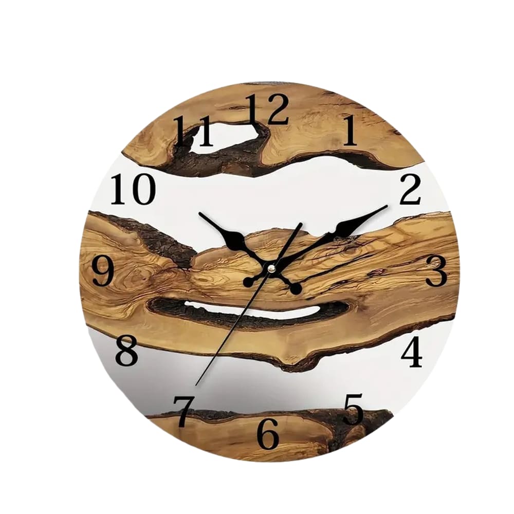 Relógio de parede moderno com design de grão de madeira de 30 x 30 cm, silencioso e sem tique-taque