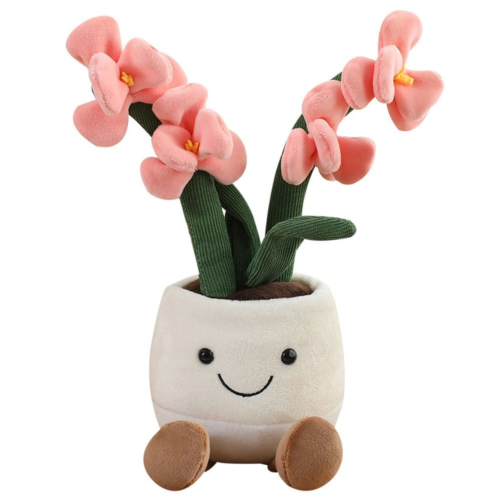 Boneca de pelúcia, desenho animado, flor de orquídea, 35 cm, recheada macia