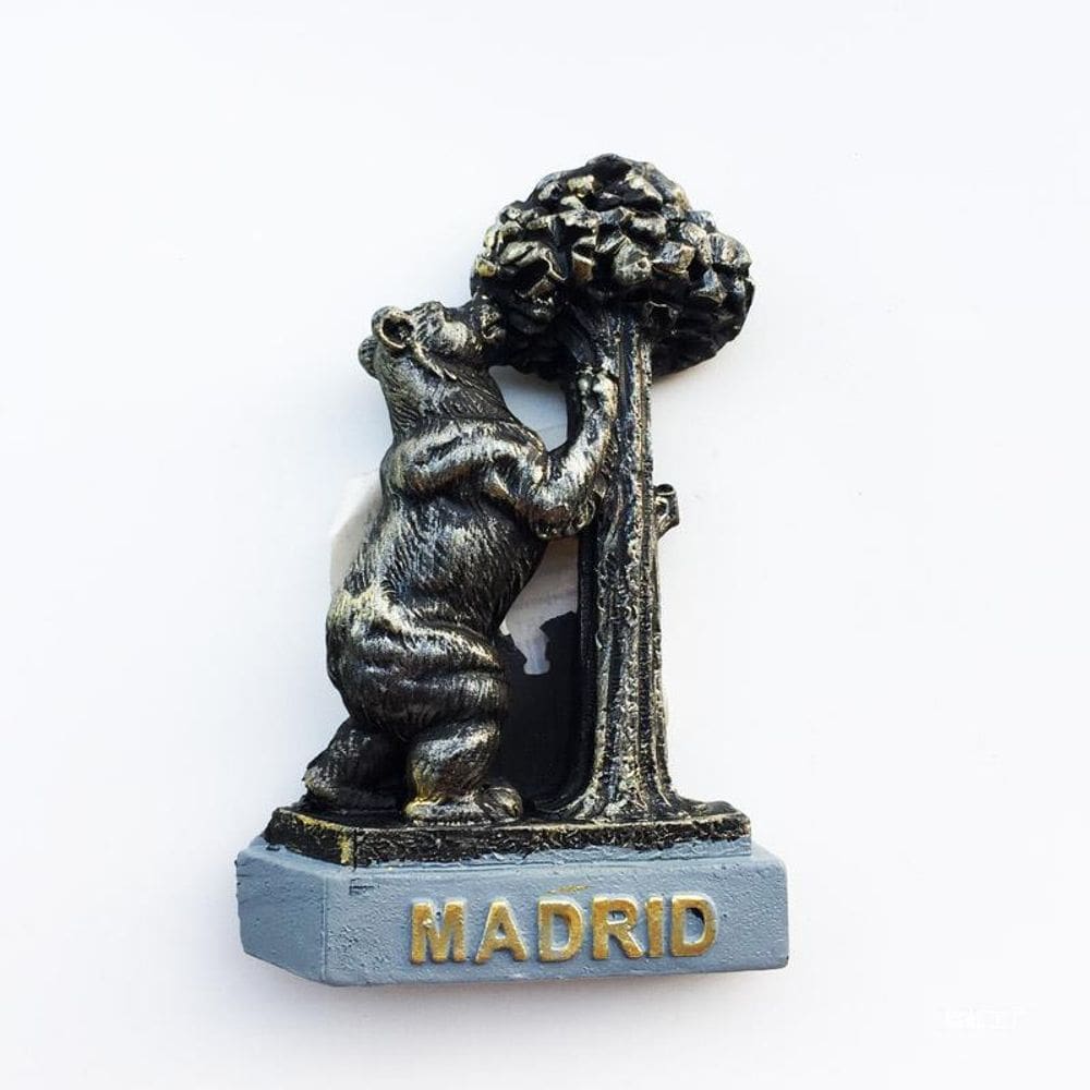 Lembrança de urso e medronheiro de Madrid com ímã de geladeira