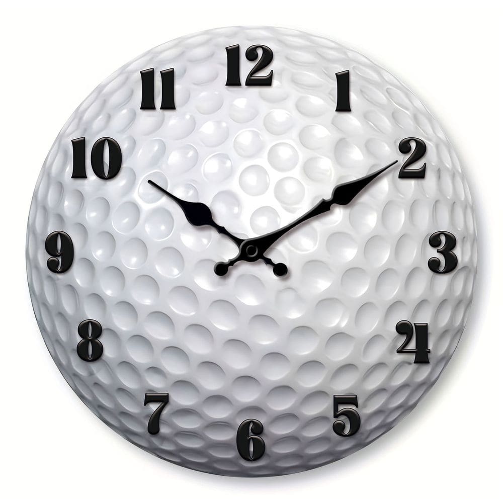 Relógio de parede com design de bola de golfe de 12 polegadas sem tique-taque silencioso