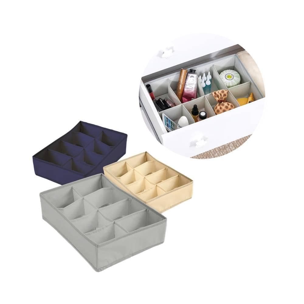 Kit 03 Organizador De Gaveta Com 8 Divisórias Roupas Intimas
