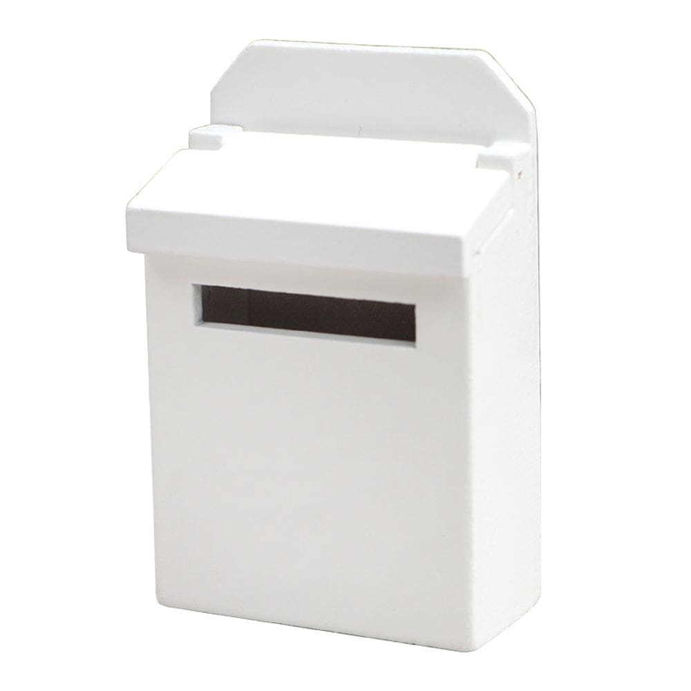 Caixa de correio de madeira em miniatura Dollhouse em escala 1:12 de madeira branca