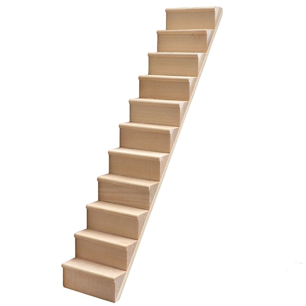 Escadaria de bonecas em miniatura de madeira em escala 1:12 inacabada