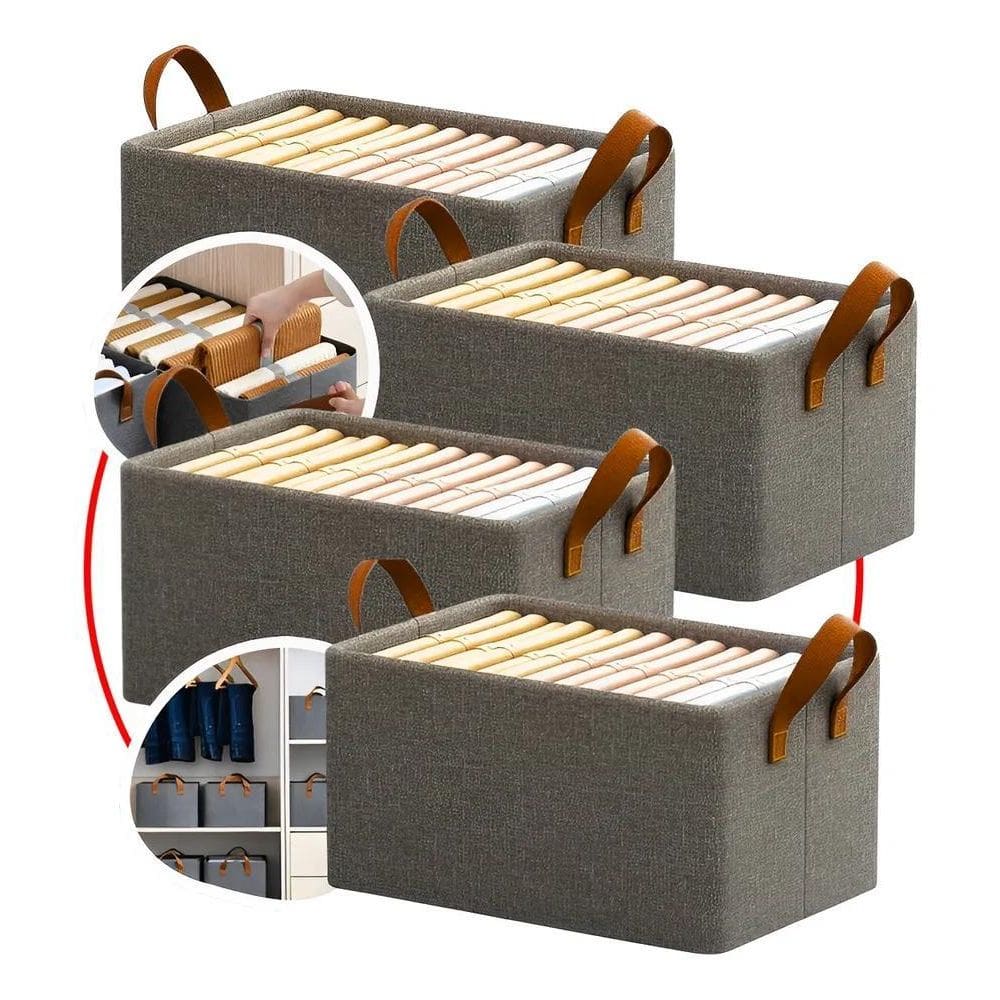 4 Caixas Organizadora De Guarda Roupa Cesto Gaveta Dobrável