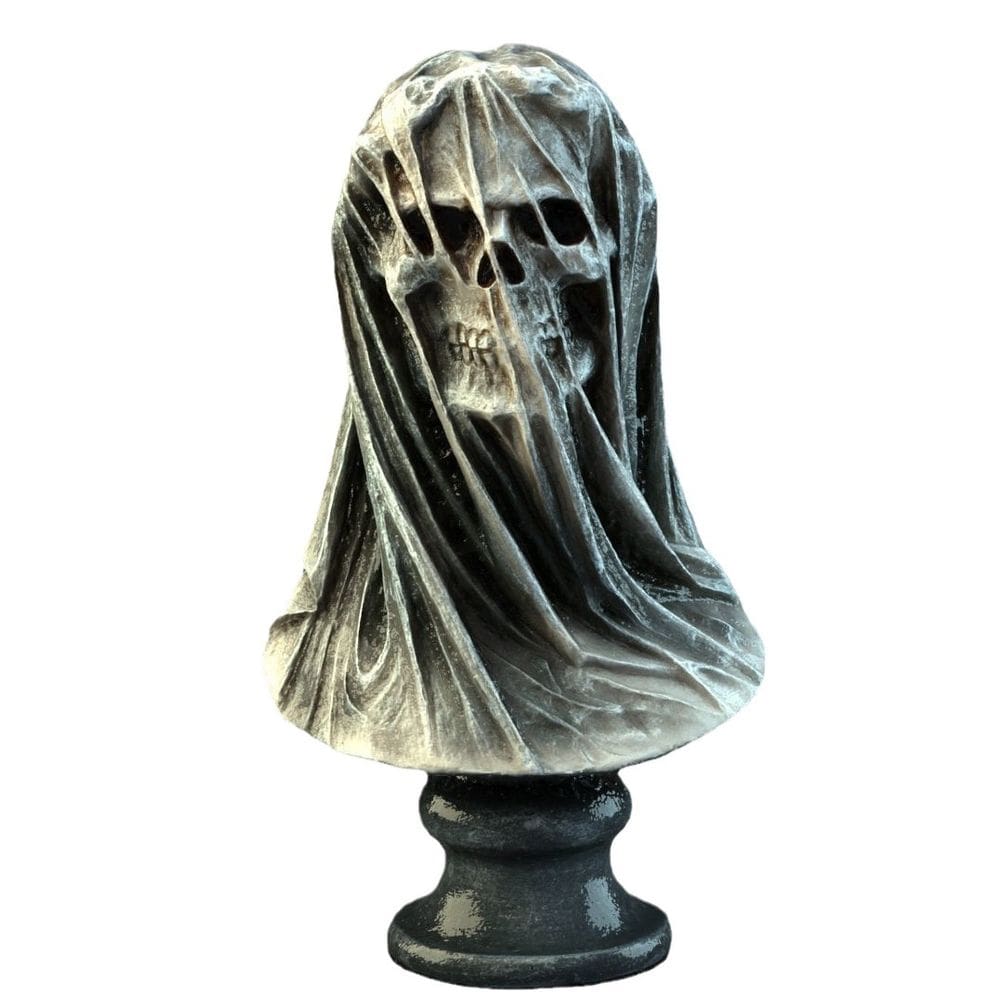 Escultura: estátua velada, crânio de Grim Reaper, resina de Halloween