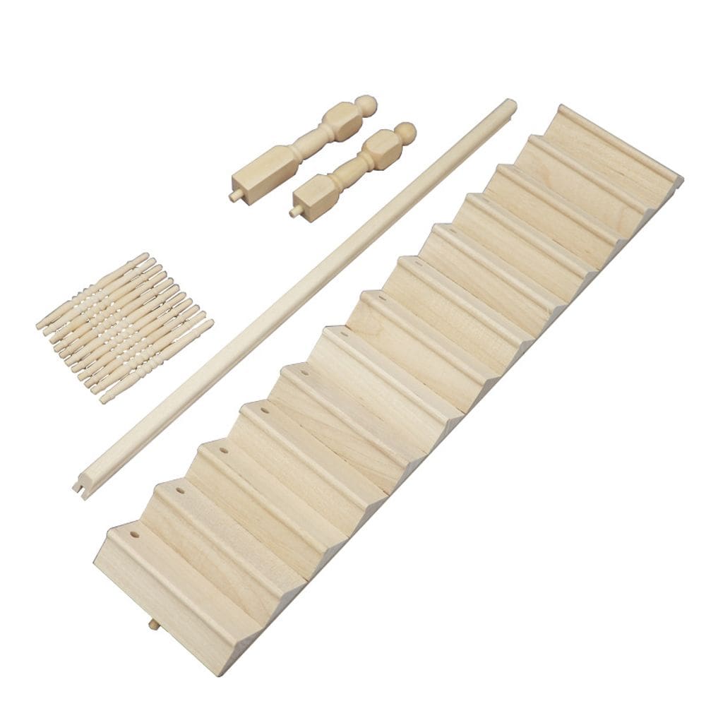 Staircase Miniature Dollhouse DIY de madeira inacabada em escala 1:12