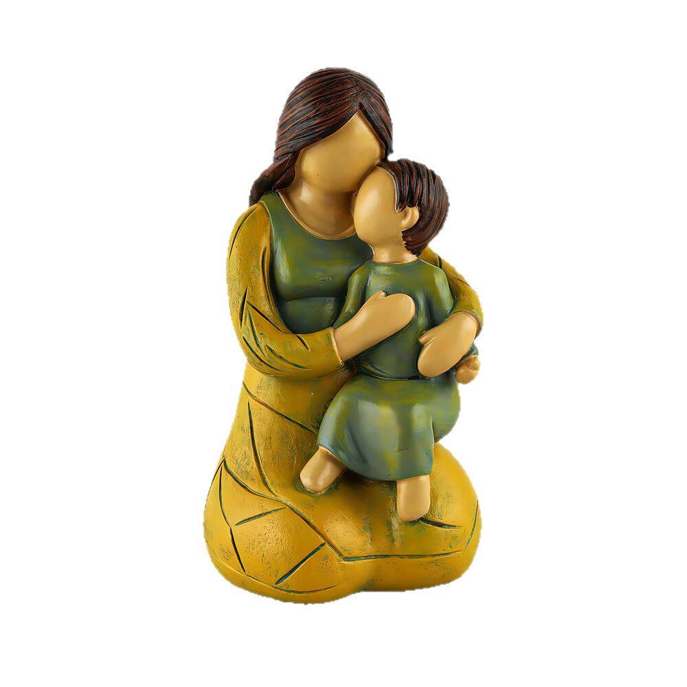 Escultura Family Love Resin Mother and Child Embrace 16cm