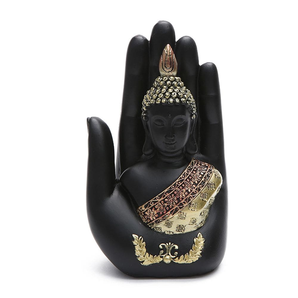 Estátua vintage Thai Buddha Hand 18 cm, estatueta de resina