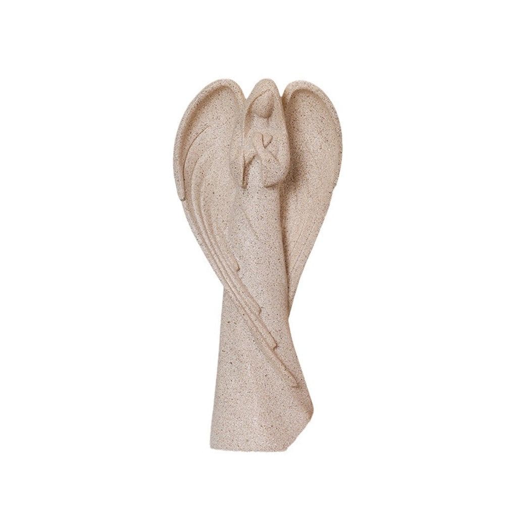 Estátua de anjo orando resina de arenito de 23,5 cm para decoração