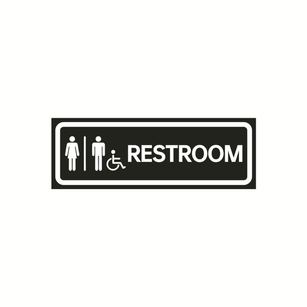 Placa de banheiro em PVC preto e branco 5x15cm com símbolo masculino
