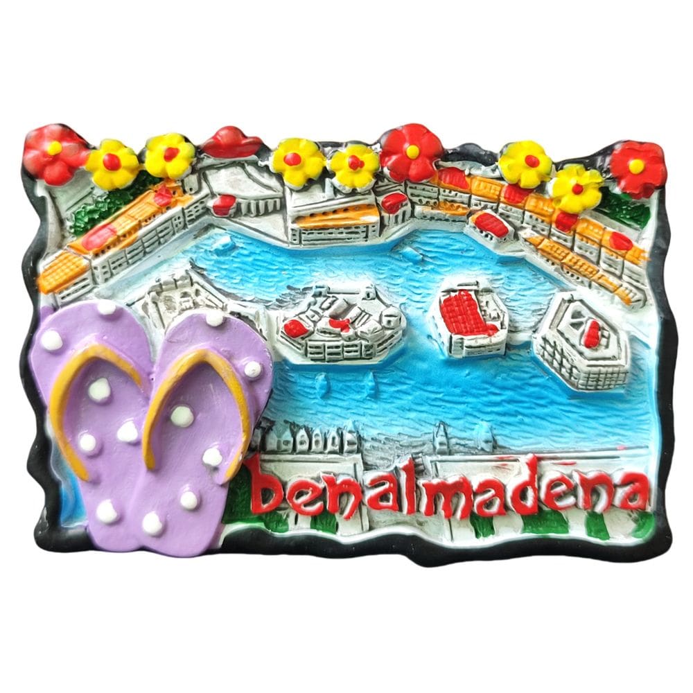 Imã de geladeira feito à mão em resina 3D de Benalmadena, Espanha, lembrança