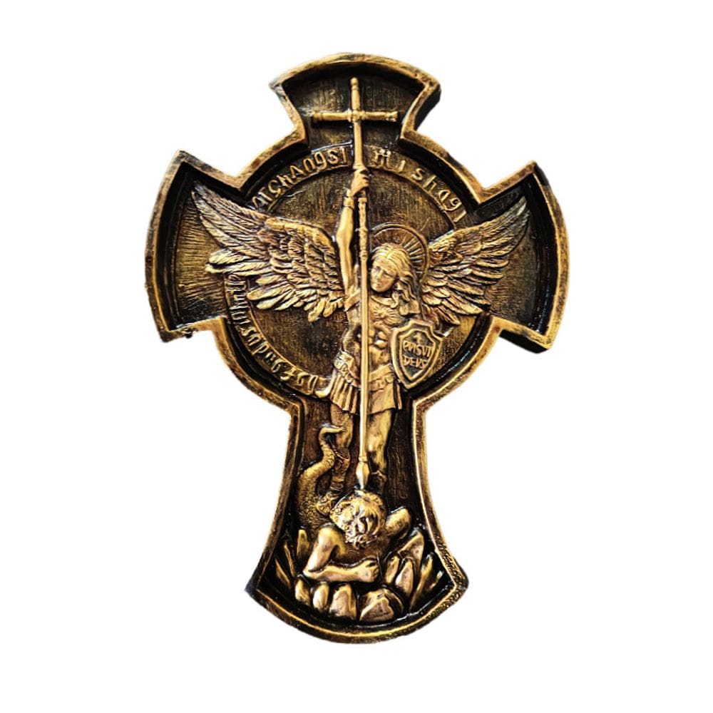 Estátua de resina de São Miguel Arcanjo 23 cm com espada e escudo