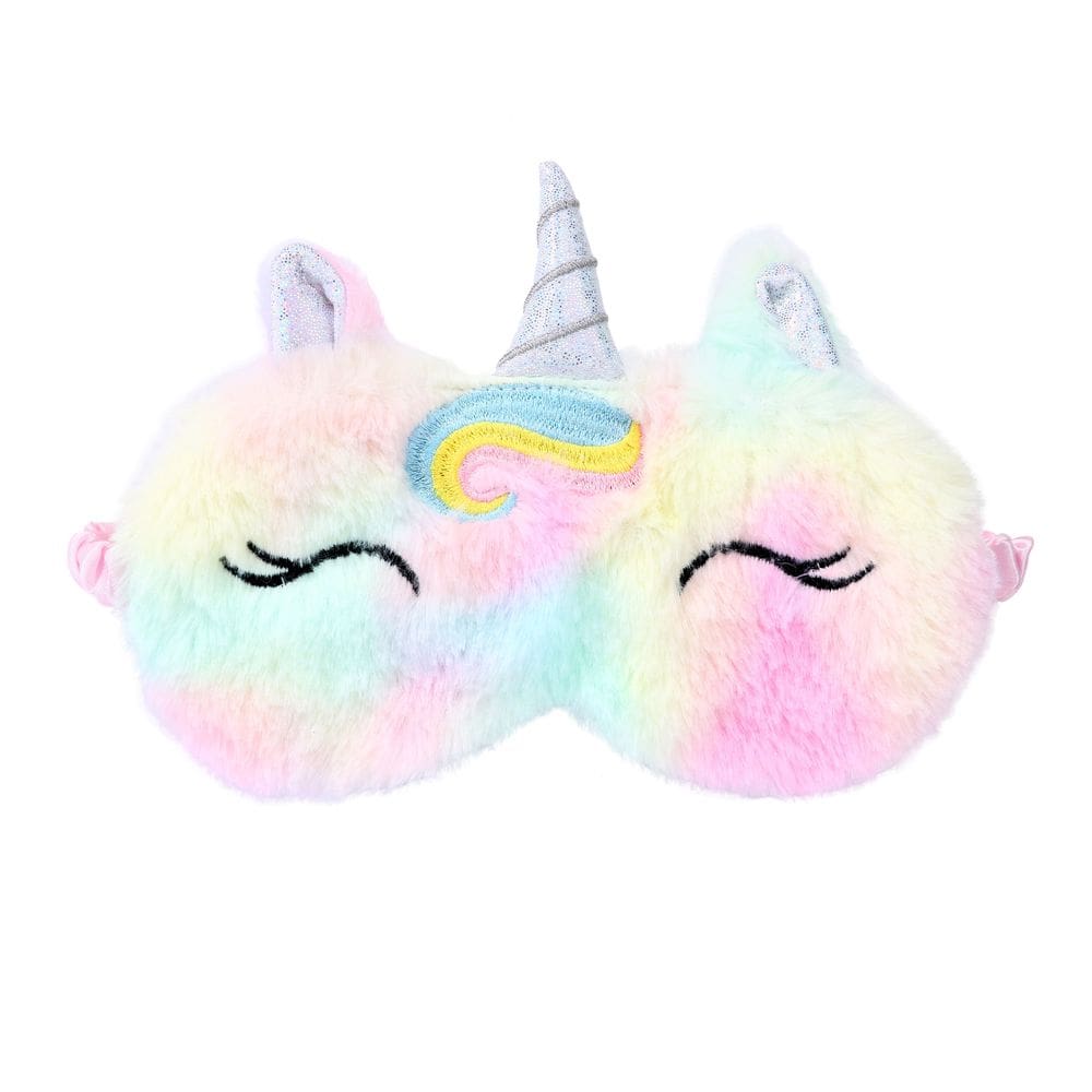 Máscara de dormir Unicorn Rainbow Gradient Plush para crianças e adultos