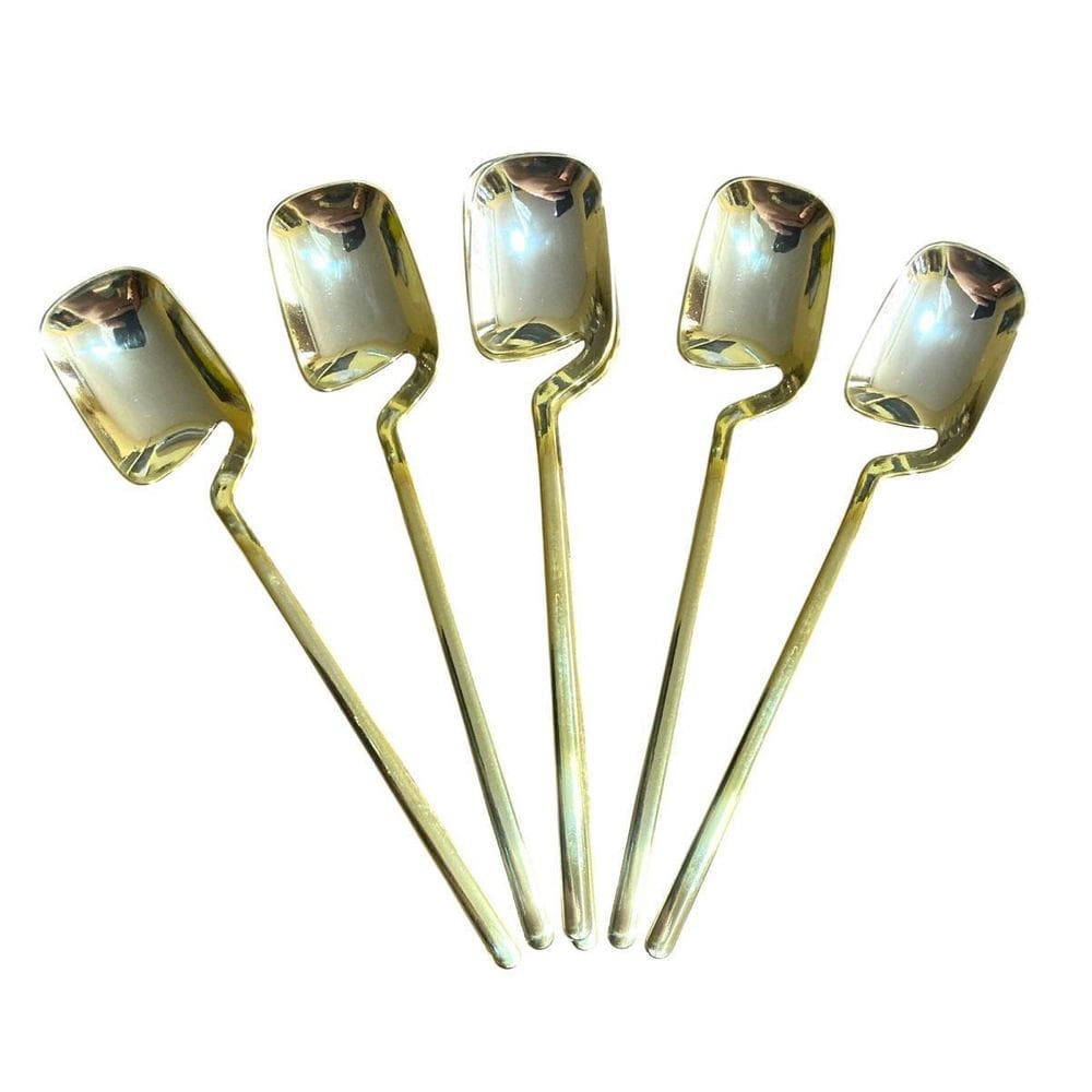 Colheres Sobremesa Vazada Dourada Descartável 14Cm Kit 12Un