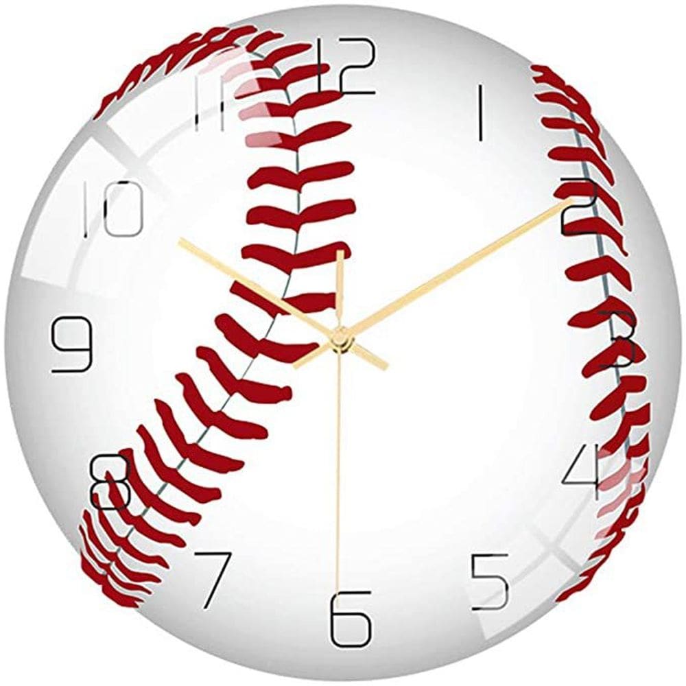 Relógio de parede de beisebol de 12 polegadas com design criativo silencioso e sem tique-taque