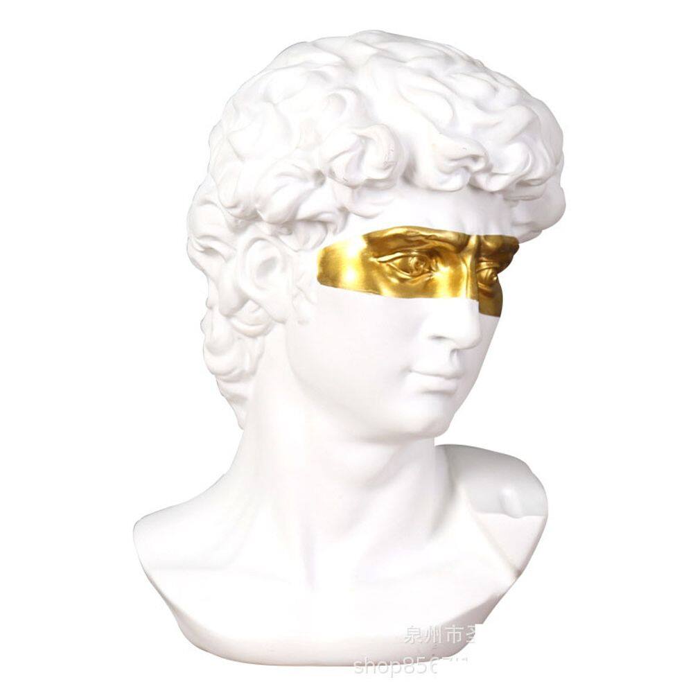 Estátua de escultura David Bust em estilo nórdico com detalhes em ouro