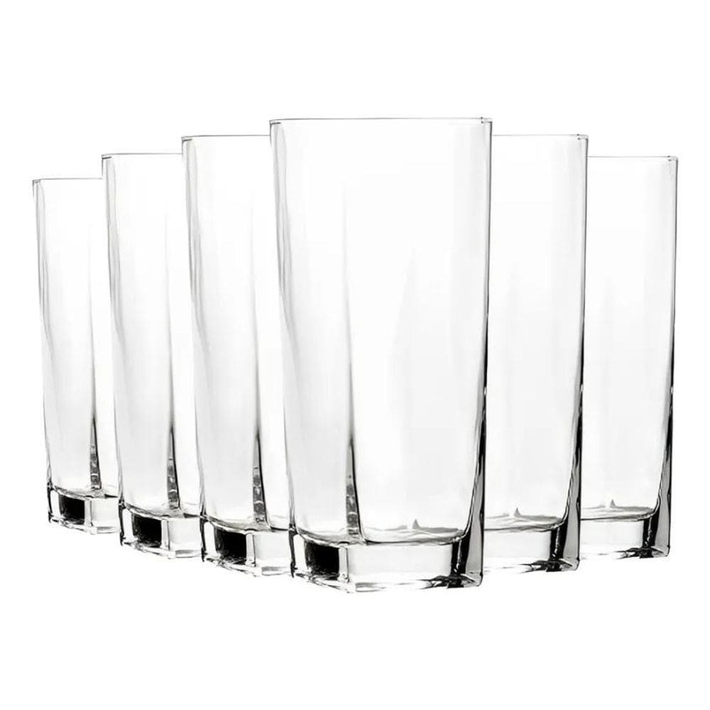 Jogo De Copos De Vidro Fundo Grosso Quadrado Linha Cristal C