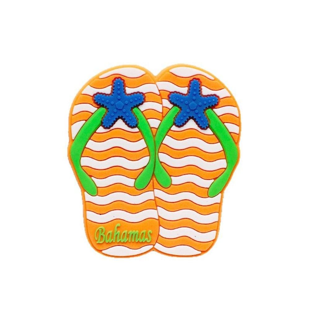 Resina de chinelo Bahamas Beach com ímã de geladeira 6x6,3 cm