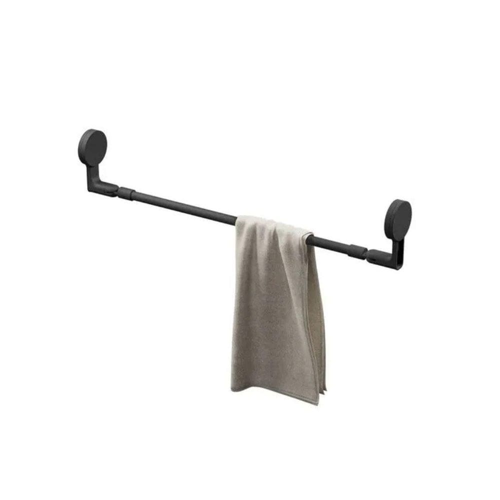 Suporte Porta Toalha Banho Banheiro S/ Furo 50Cm Preto Fosco