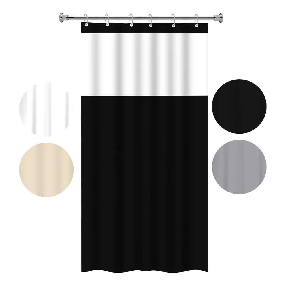 Cortina Box Banheiro Lisa Antimofo Pvc Com Visor Preto