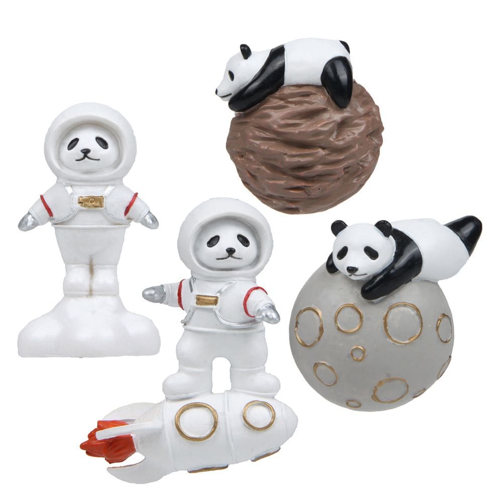 Conjunto de 4 ímãs de geladeira 3D Panda Astronaut com tema espacial