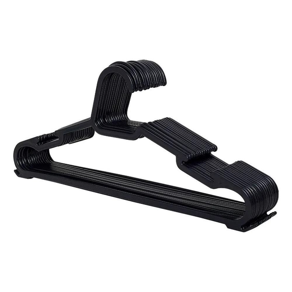 2X Kit 50 Cabide Adulto Preto Organizador Antideslizante 50