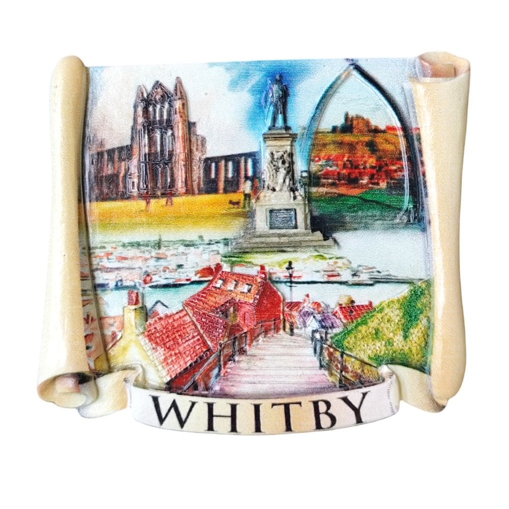 Lembrança decorativa de resina 3D Whitby Landmark com ímã de geladeira