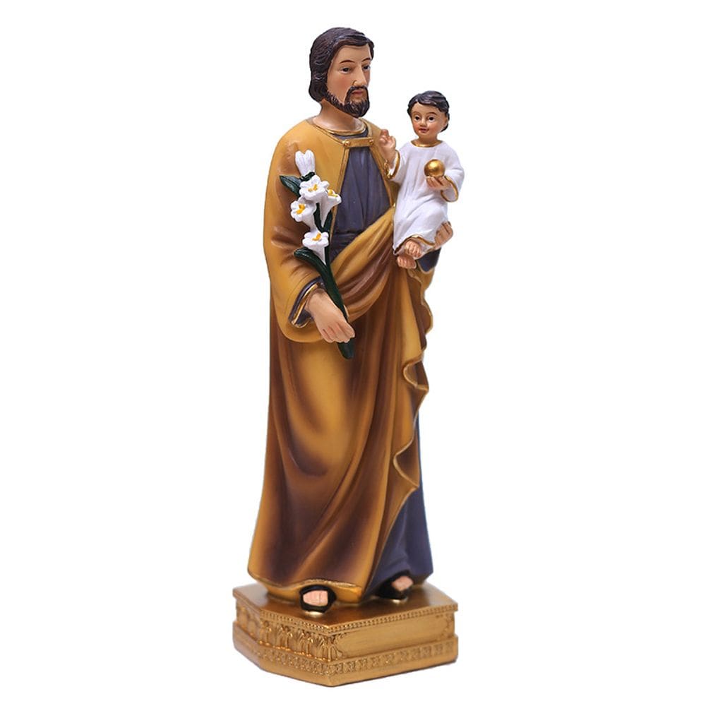 Figura de escultura: pai e filho, 20,5 cm, resina religiosa