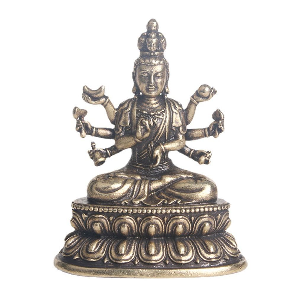 Estátua de latão antigo Avalokiteshvara de mil braços 49 mm