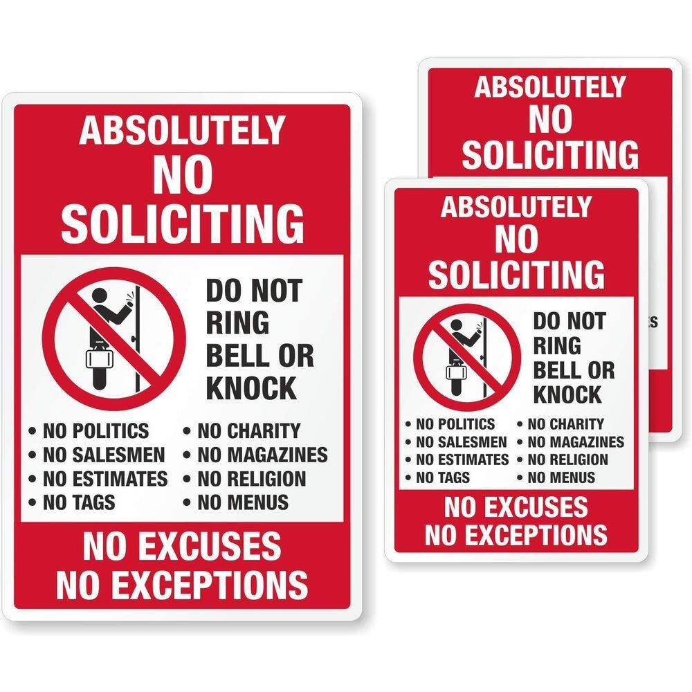 Adesivo Absolutely No Soliciting Sign, 20 unidades de PVC de 9,5 x 14 cm