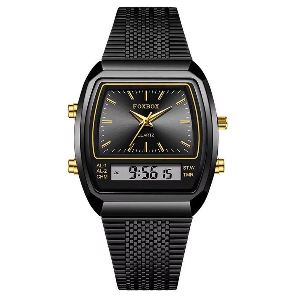 Relógio Esportivo Digital à Prova Dágua Em Aço Inoxidavel Masculino Preto Fosco