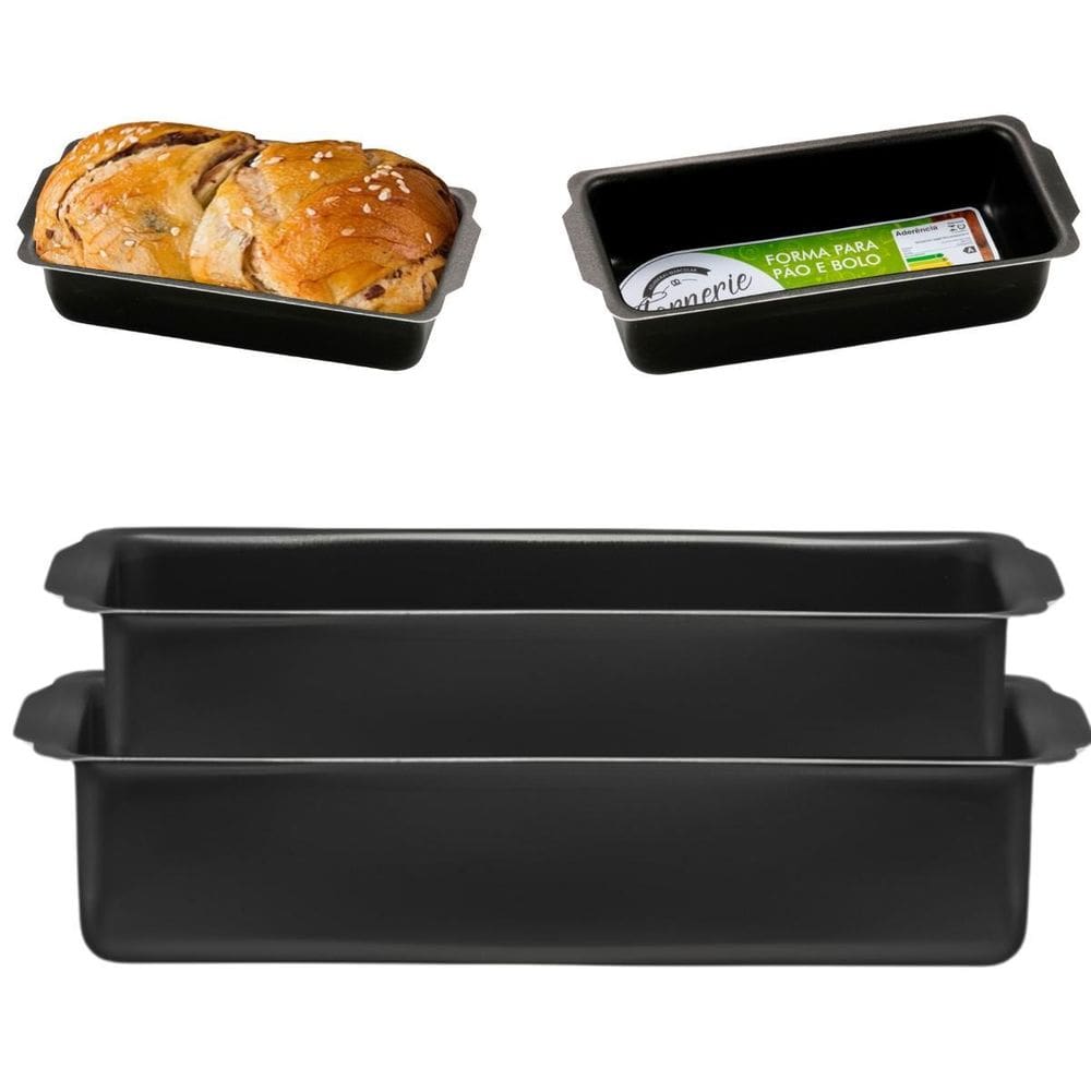 Kit Forma Assadeira De Pão 02 Peças Antiaderentes 1,3L E 2L