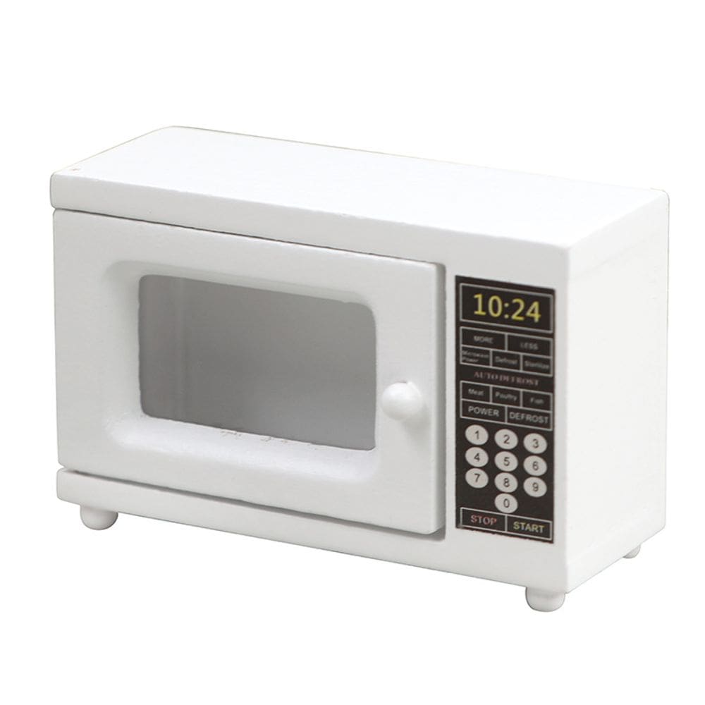 Microondas para cozinha Dollhouse em escala 1:12 de madeira branca