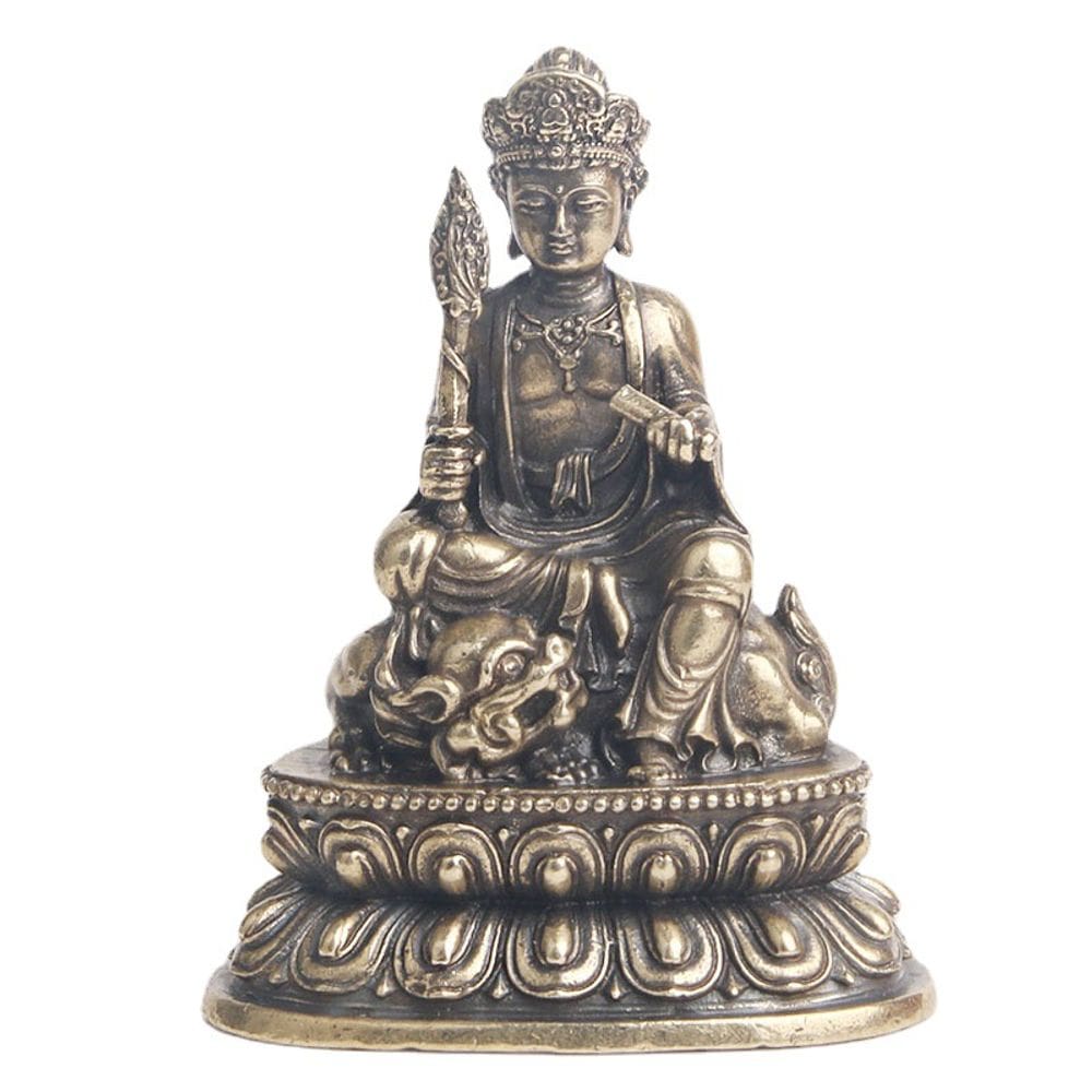 Estátua Manjushri Bodhisattva Escultura em latão 4,8 cm 117g