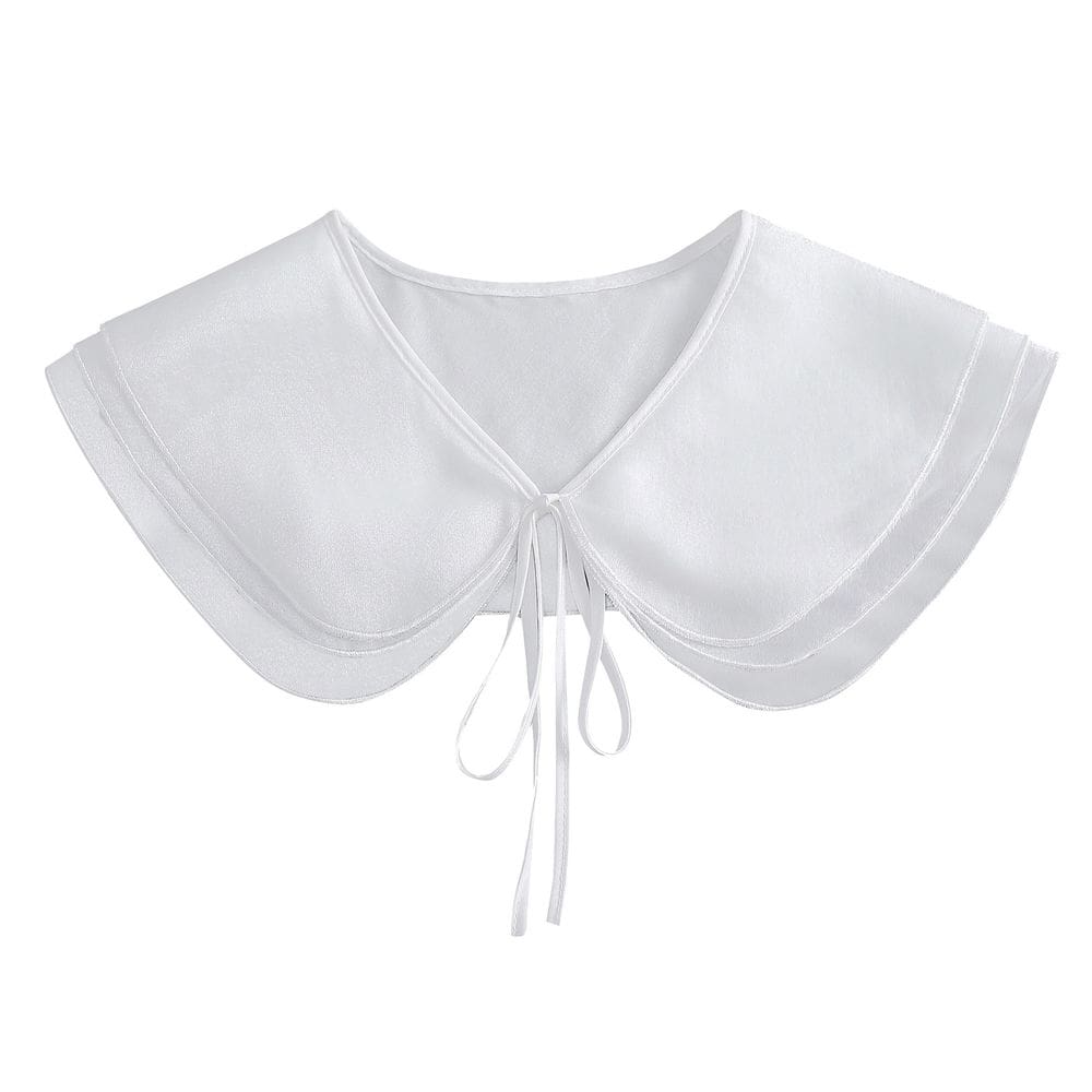 Capelete de chiffon de renda branca com gola falsa para mulheres e meninas