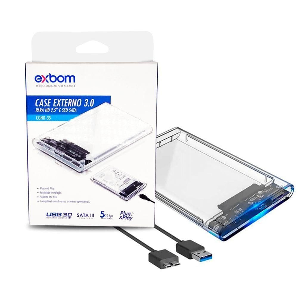 Case Transparente Hd Externo E Sata Ssd Usb Exbom
