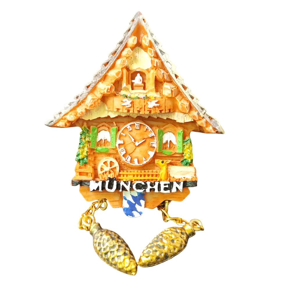 Imã de geladeira Munich Cuckoo Clock 3D Resin Souvenir 60g