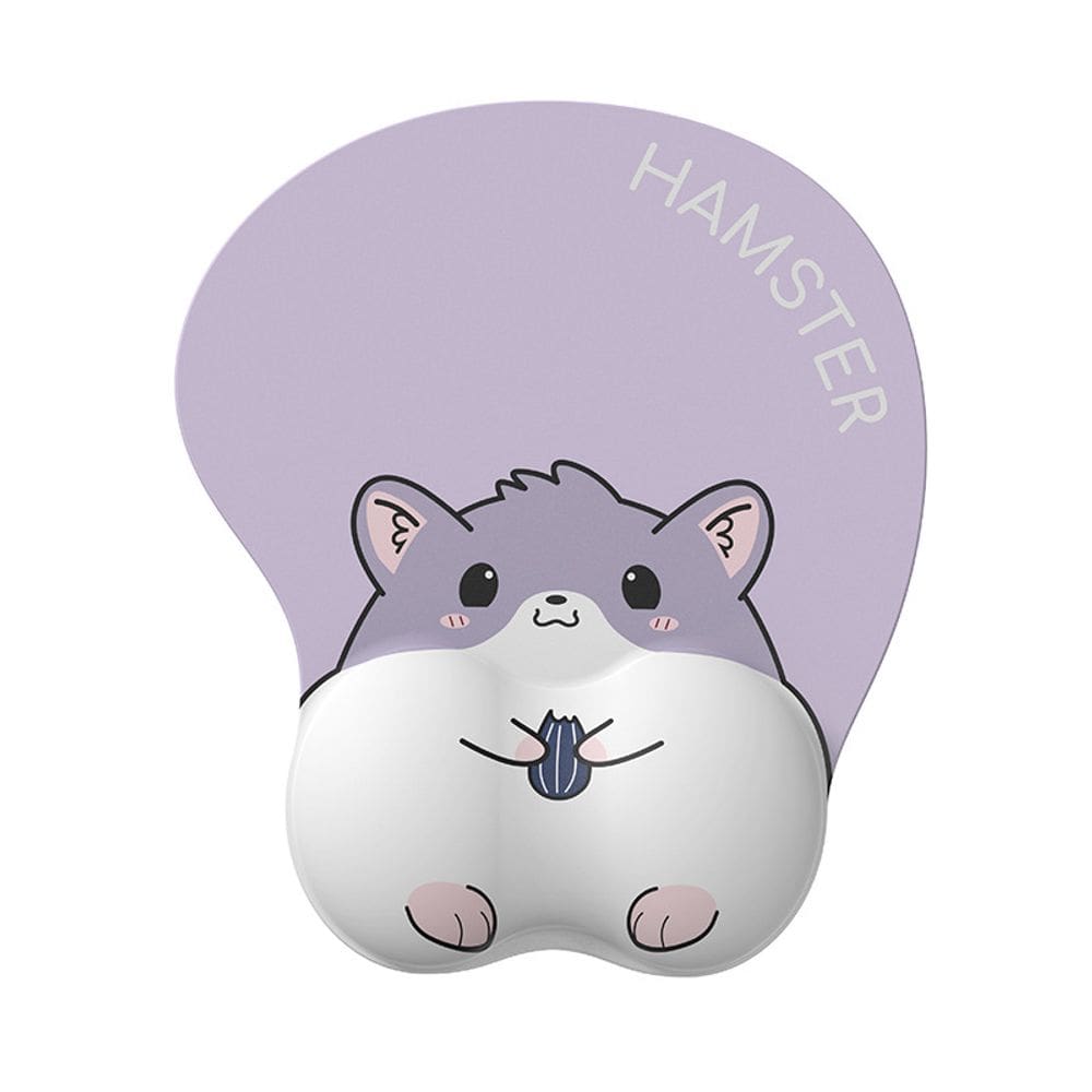 Mousepad Cute Hamster 3D de silicone com apoio de pulso em espuma viscoelástica