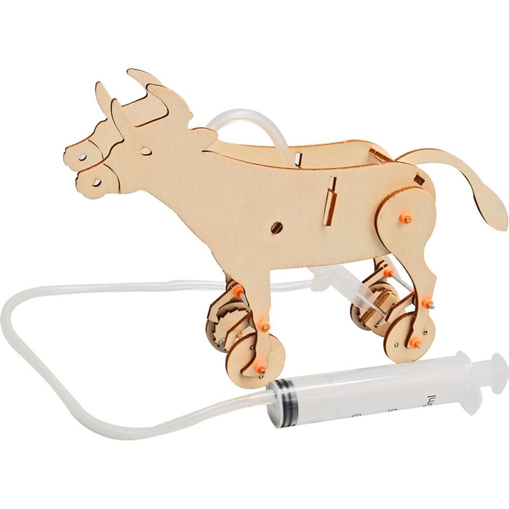 Kit de experimentos científicos DIY Wooden Hydraulic Bull para crianças
