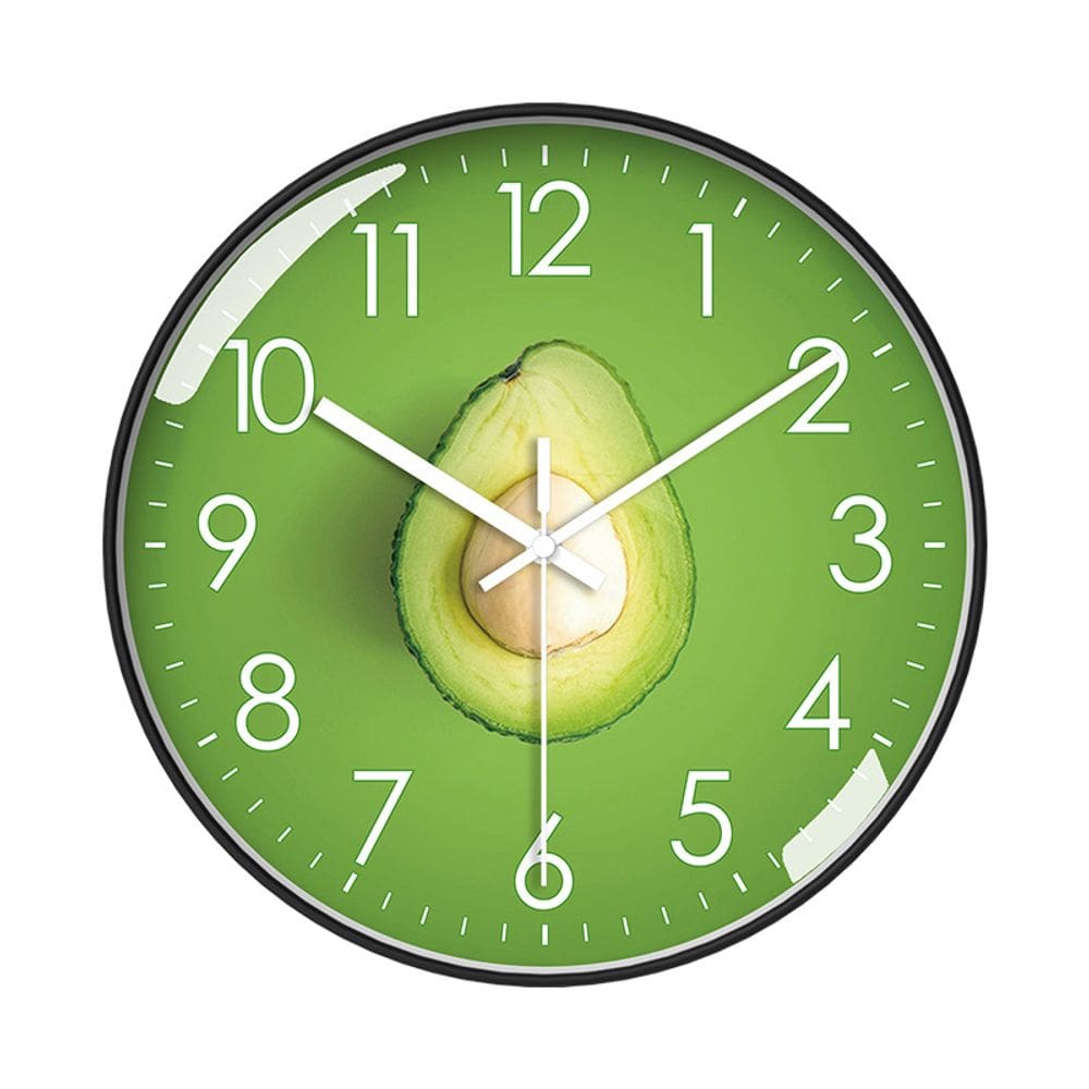 Relógio de parede com design moderno de abacate, 30 cm, silencioso e sem tique-taque