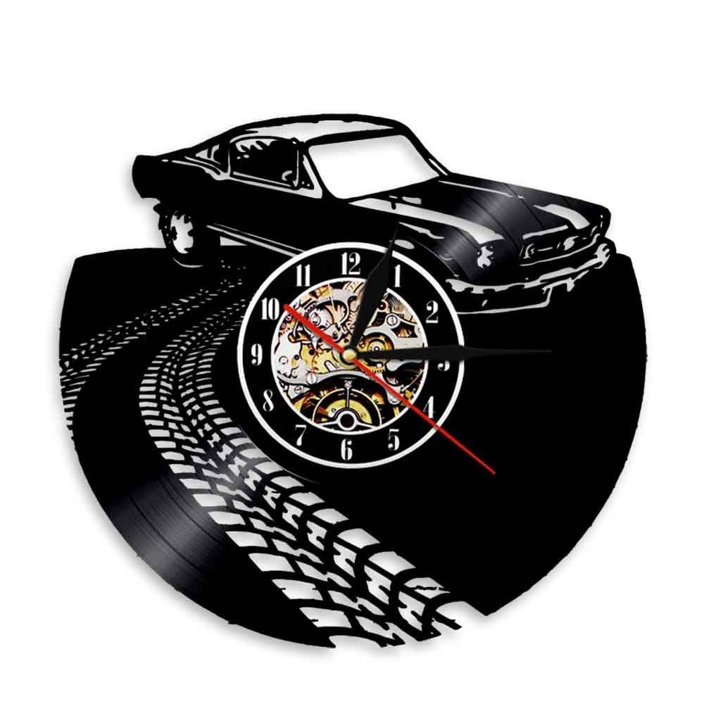 Relógio de parede Retro Vinyl Record Classic Car Design 28x32cm