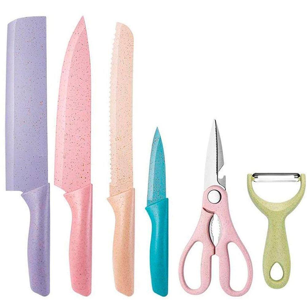 Kit De 6 Peças Para Churrasco Facas Coloridas E Vibrantes