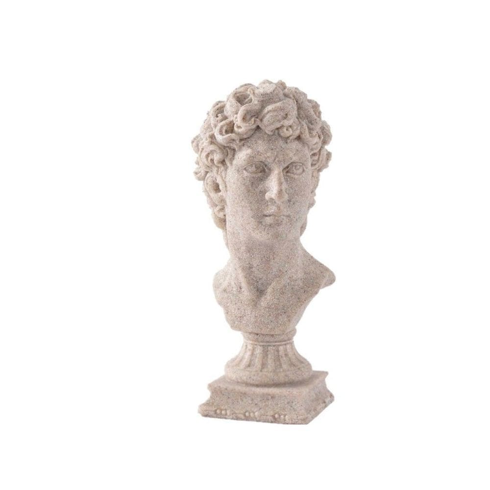 Escultura: Bust David Figure, textura de arenito, resina, 14 cm