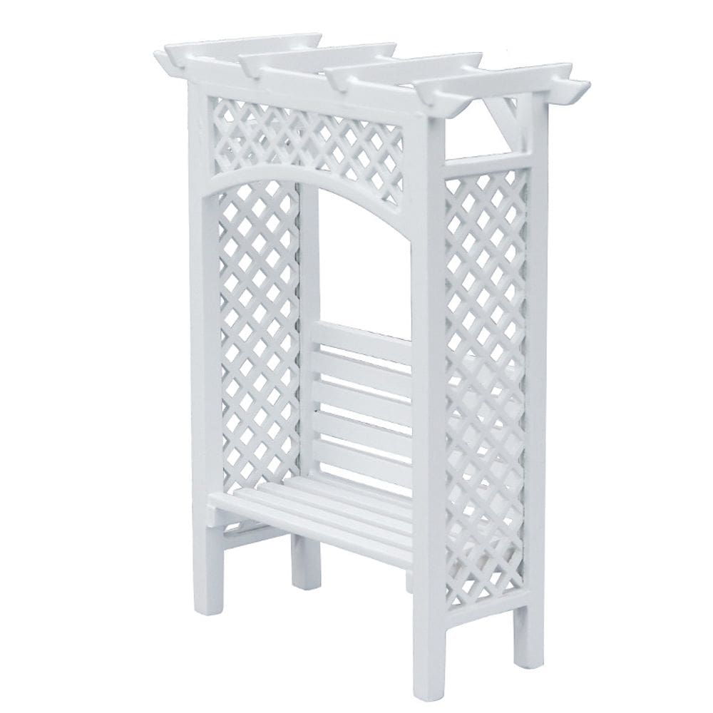 Casa de bonecas em miniatura White Grape Rack Arbor em madeira em escala 1:12